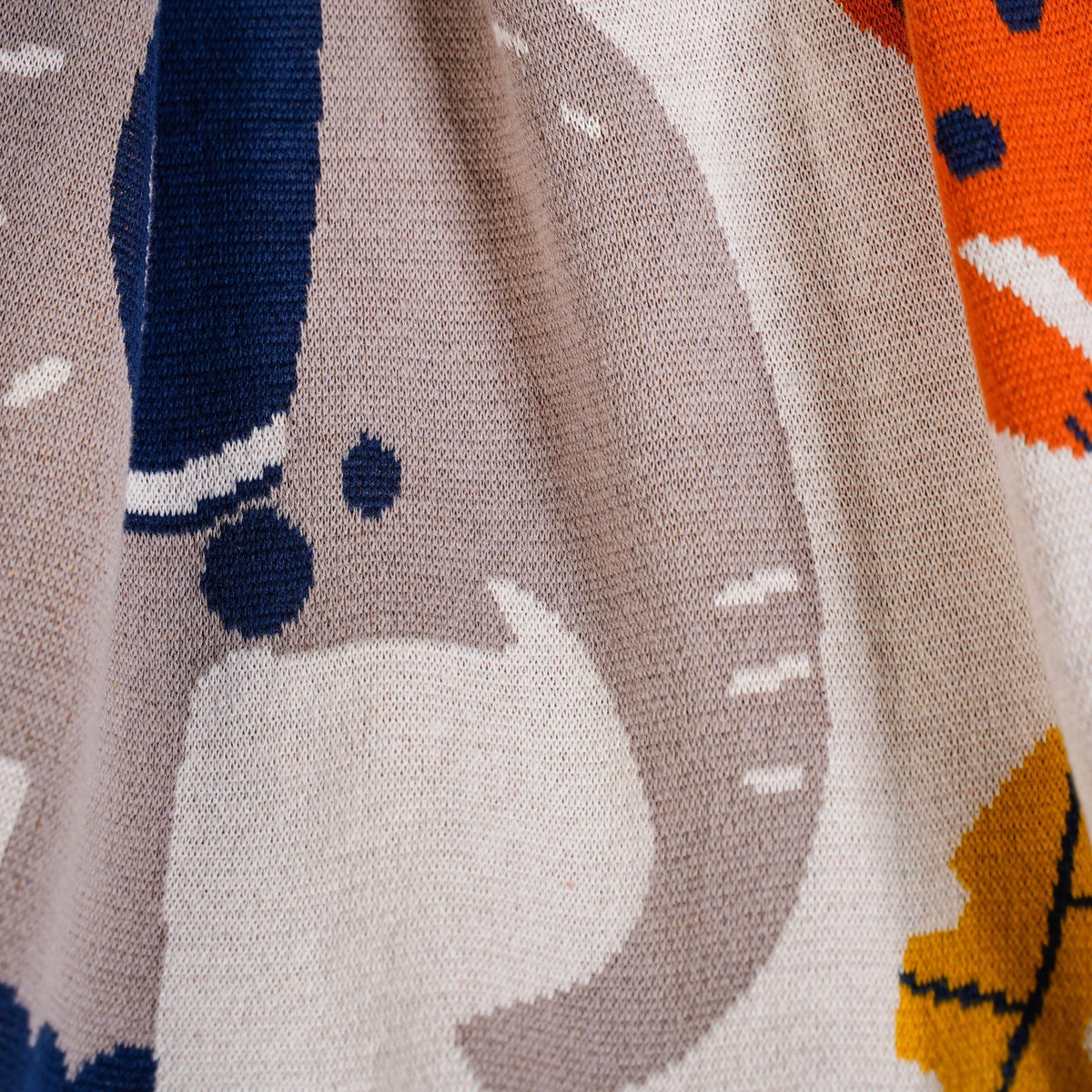 Animal Kingdom Knitted Cotton Throw For Kids 164x130cm Nestasia
