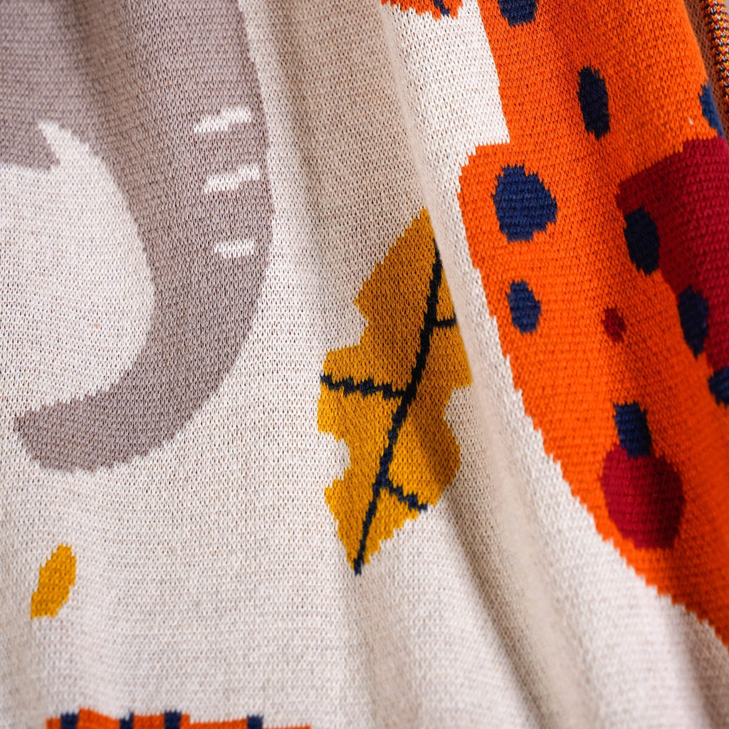 Animal Kingdom Knitted Cotton Throw For Kids 164x130cm Nestasia