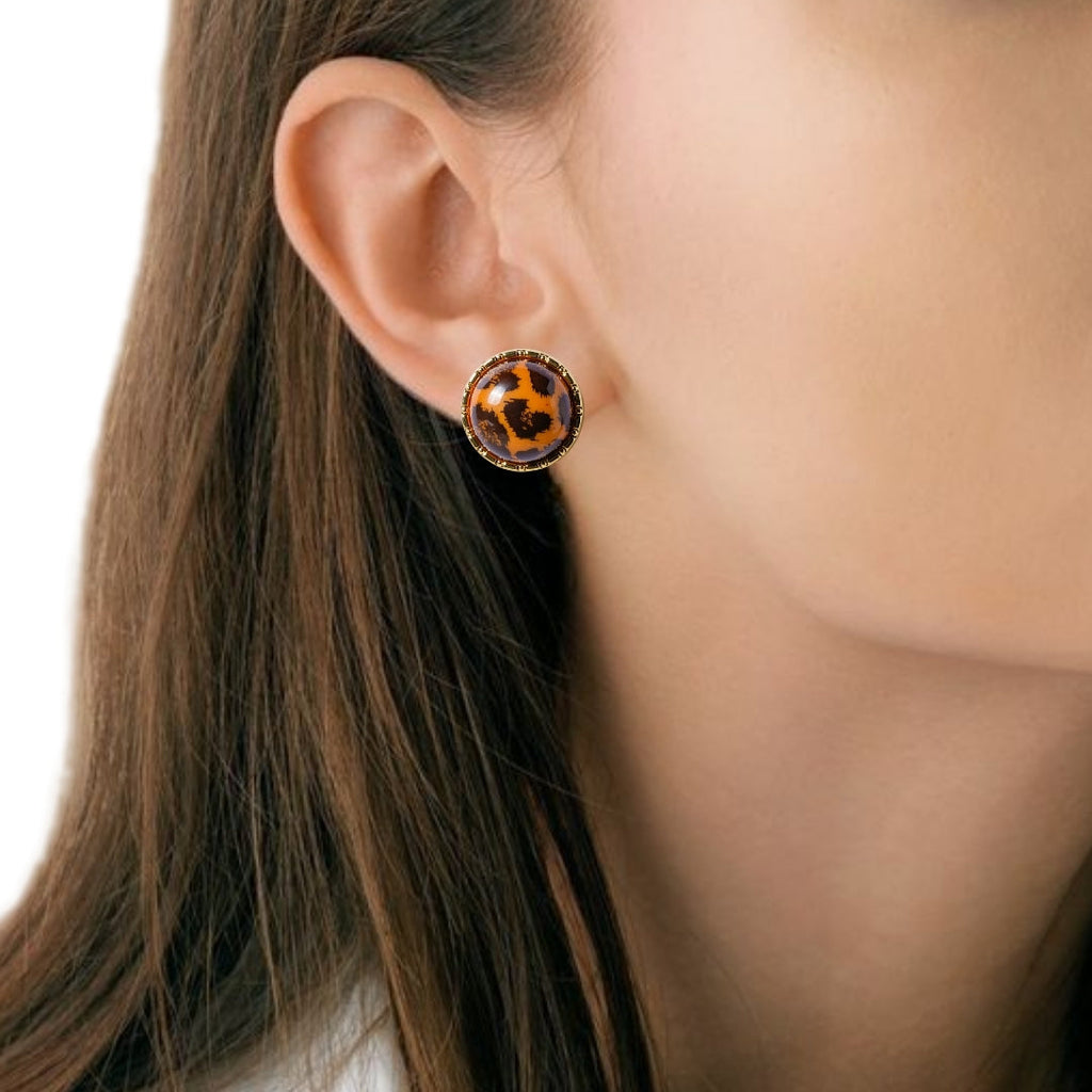 Animal Print Gold Accent Studs Nestasia