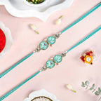 Aqua Leaf Duo Rakhi Gift Set Nestasia