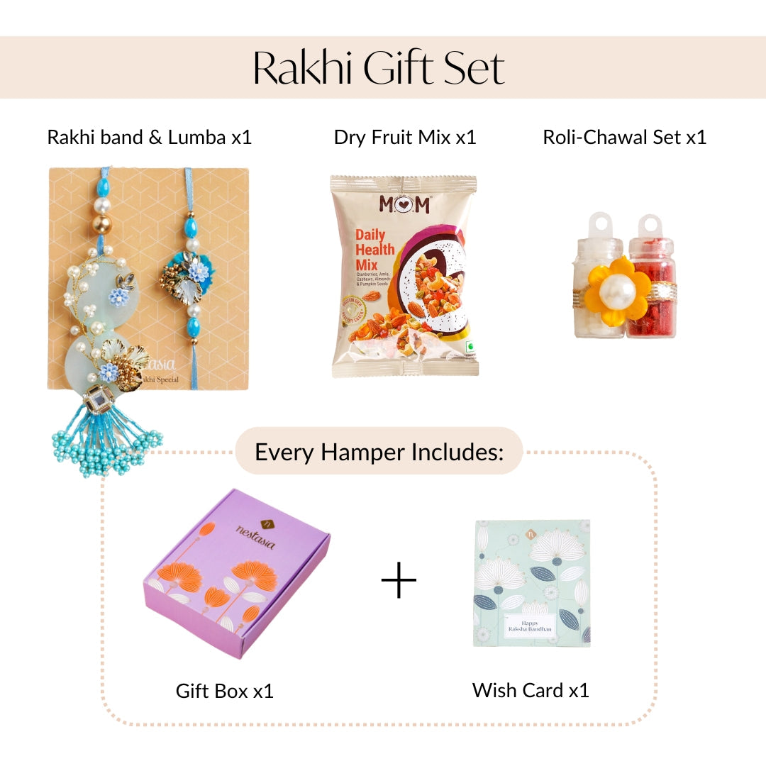 Aqua Bloom Rakhi Lumba Set Nestasia