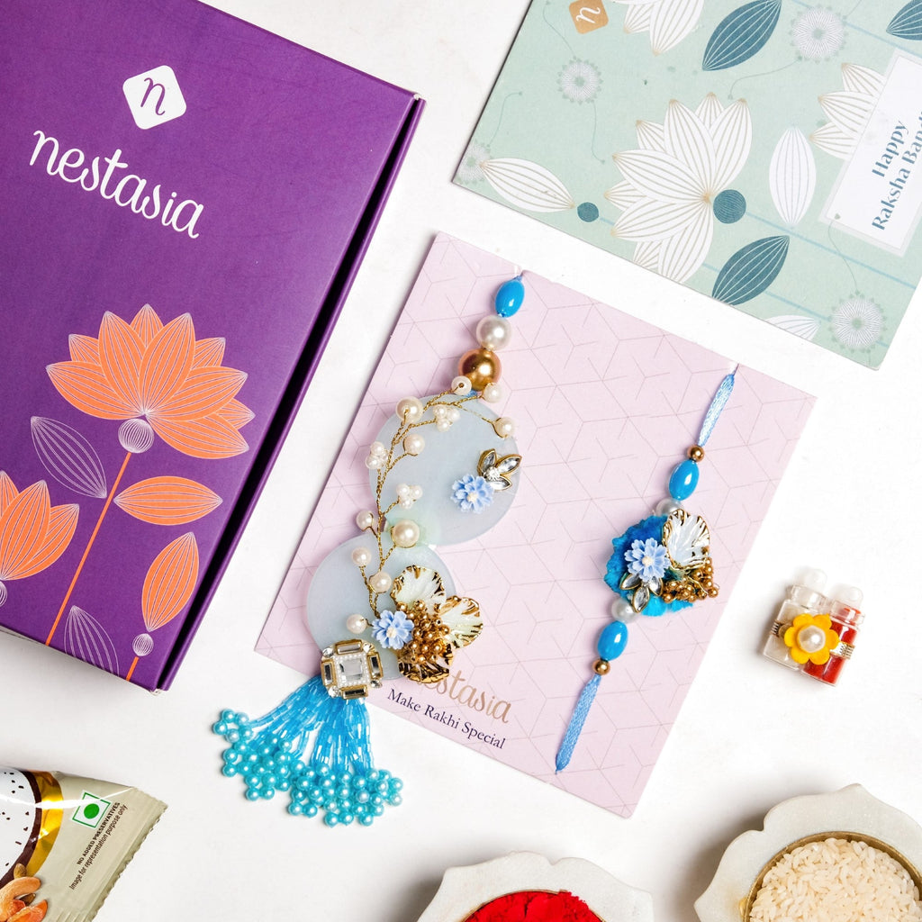 Aqua Bloom Rakhi Lumba Set Nestasia