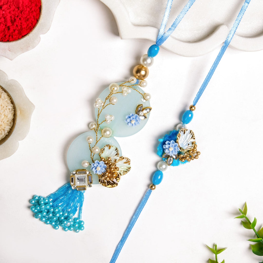 Aqua Bloom Rakhi Lumba Set Nestasia