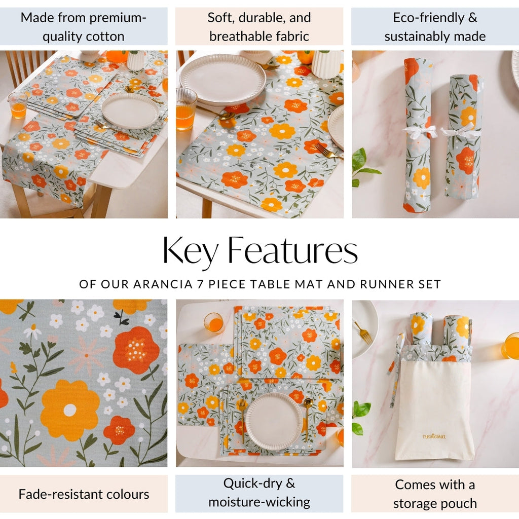Arancia 7 Piece Table Mat And Runner Set Nestasia
