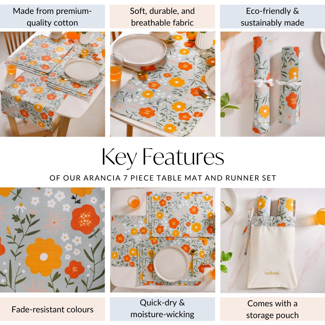 Arancia 7 Piece Table Mat And Runner Set Nestasia