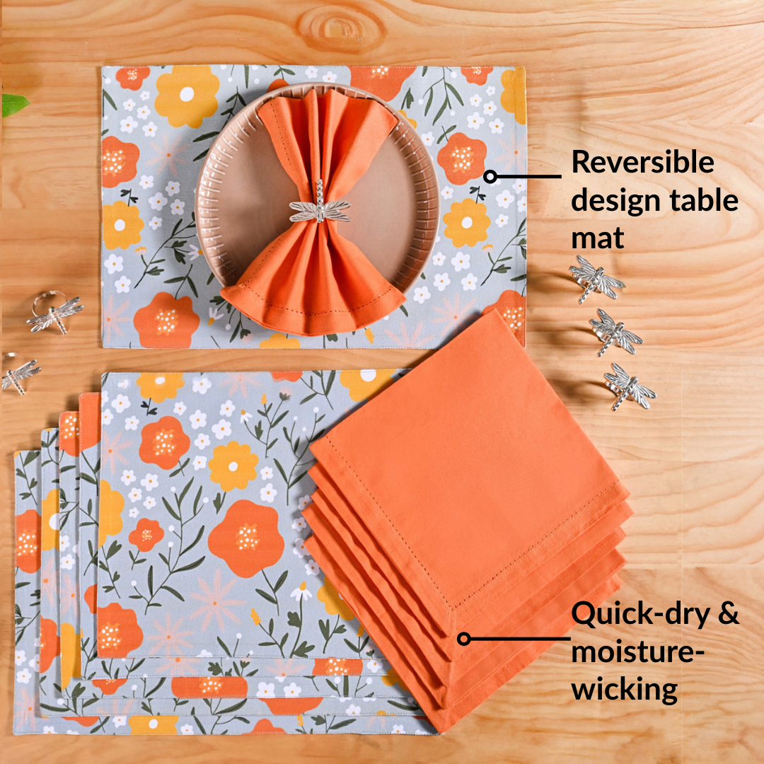 Arancia Table Linen Hamper With Set Of 6 Rings Napkins And Mats Nestasia