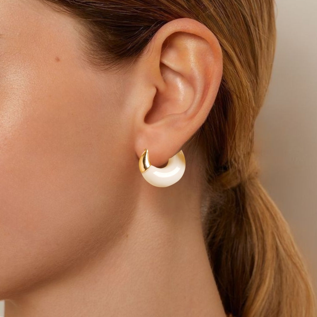 Arc Huggie Hoops White Nestasia