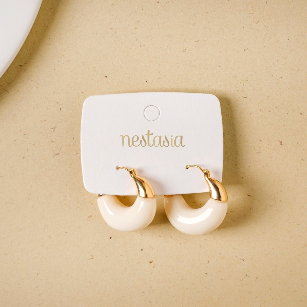 Arc Huggie Hoops White Nestasia