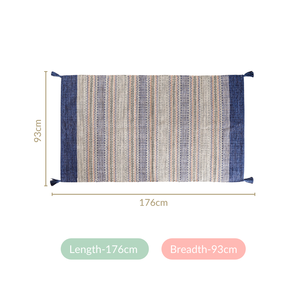 Zigzag Handcrafted Plain Weave Area Rug 69x36 Inch Nestasia