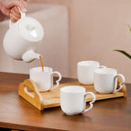 Art Deco Style Ceramic Tea Set With Wooden Serving Tray Nestasia