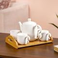 Art Deco Style Ceramic Tea Set With Wooden Serving Tray Nestasia