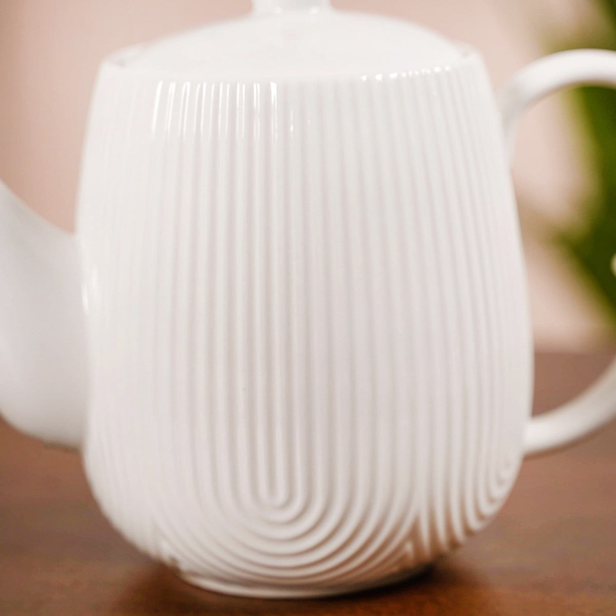 Art Deco Style Ceramic Tea Set With Wooden Serving Tray Nestasia