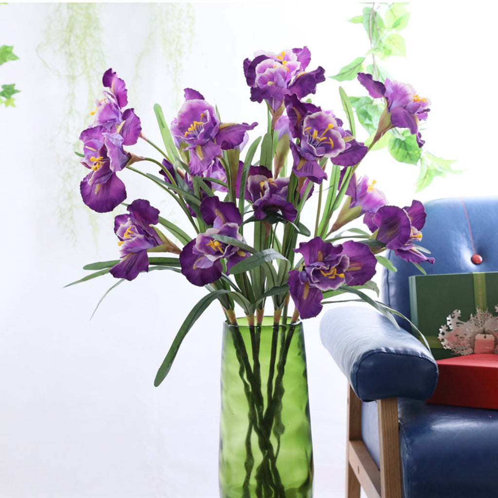 Artificial Iris Flower Dark Purple Set Of 3 Nestasia