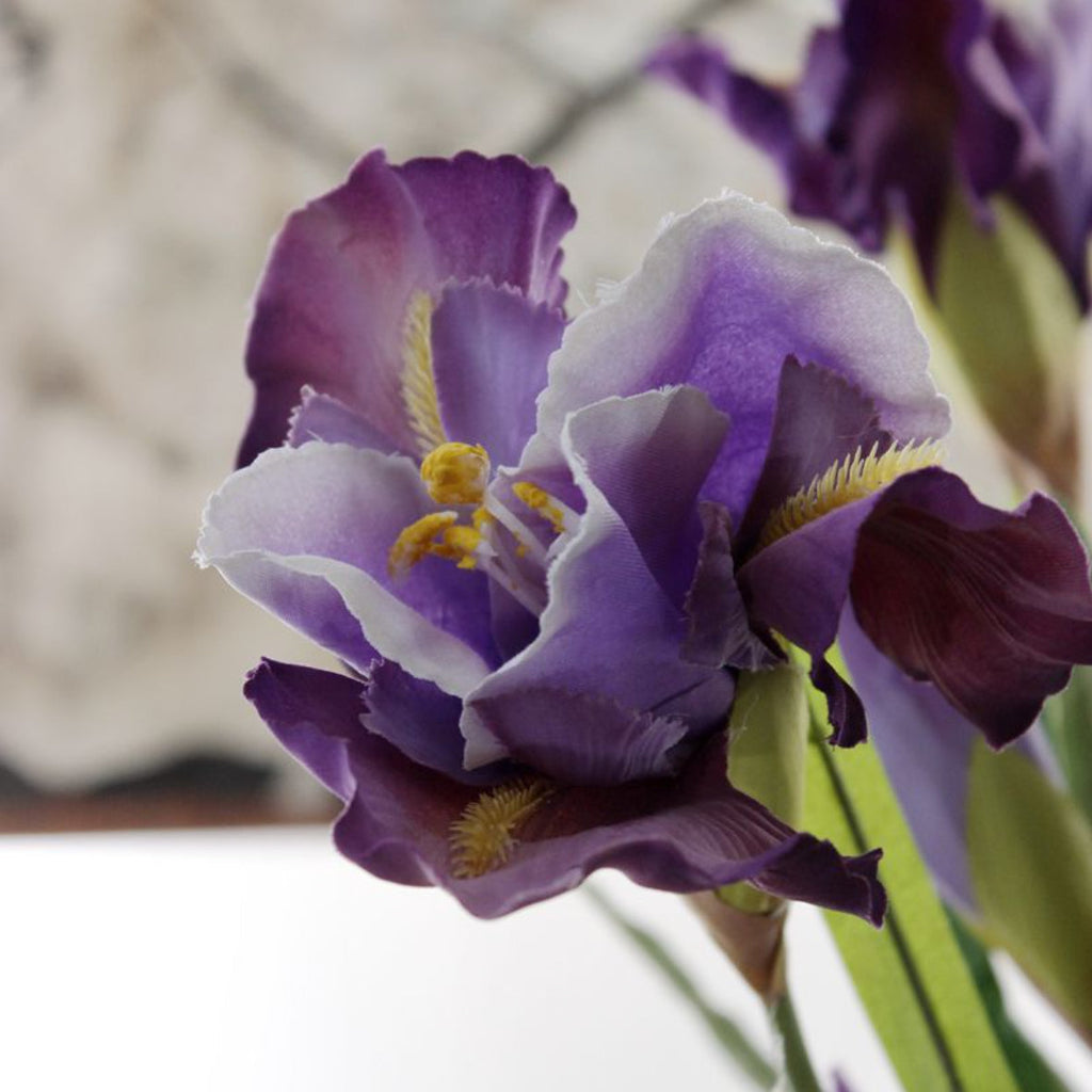 Artificial Iris Flower Dark Purple Set Of 3 Nestasia