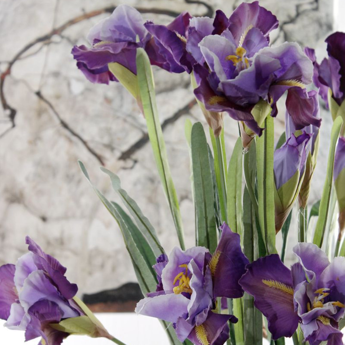 Artificial Iris Flower Dark Purple Set Of 3 Nestasia
