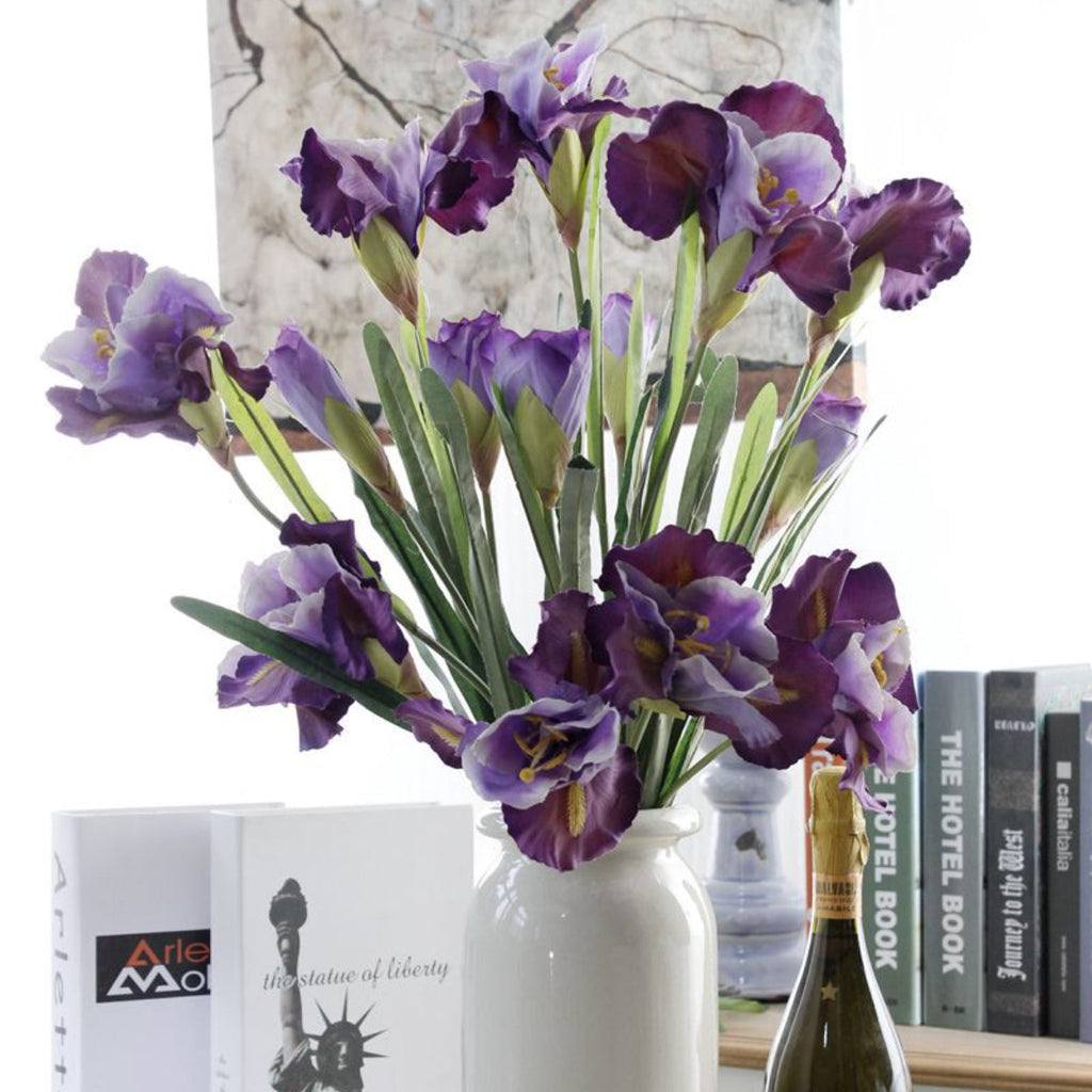 Artificial Iris Flower Dark Purple Set Of 3 Nestasia