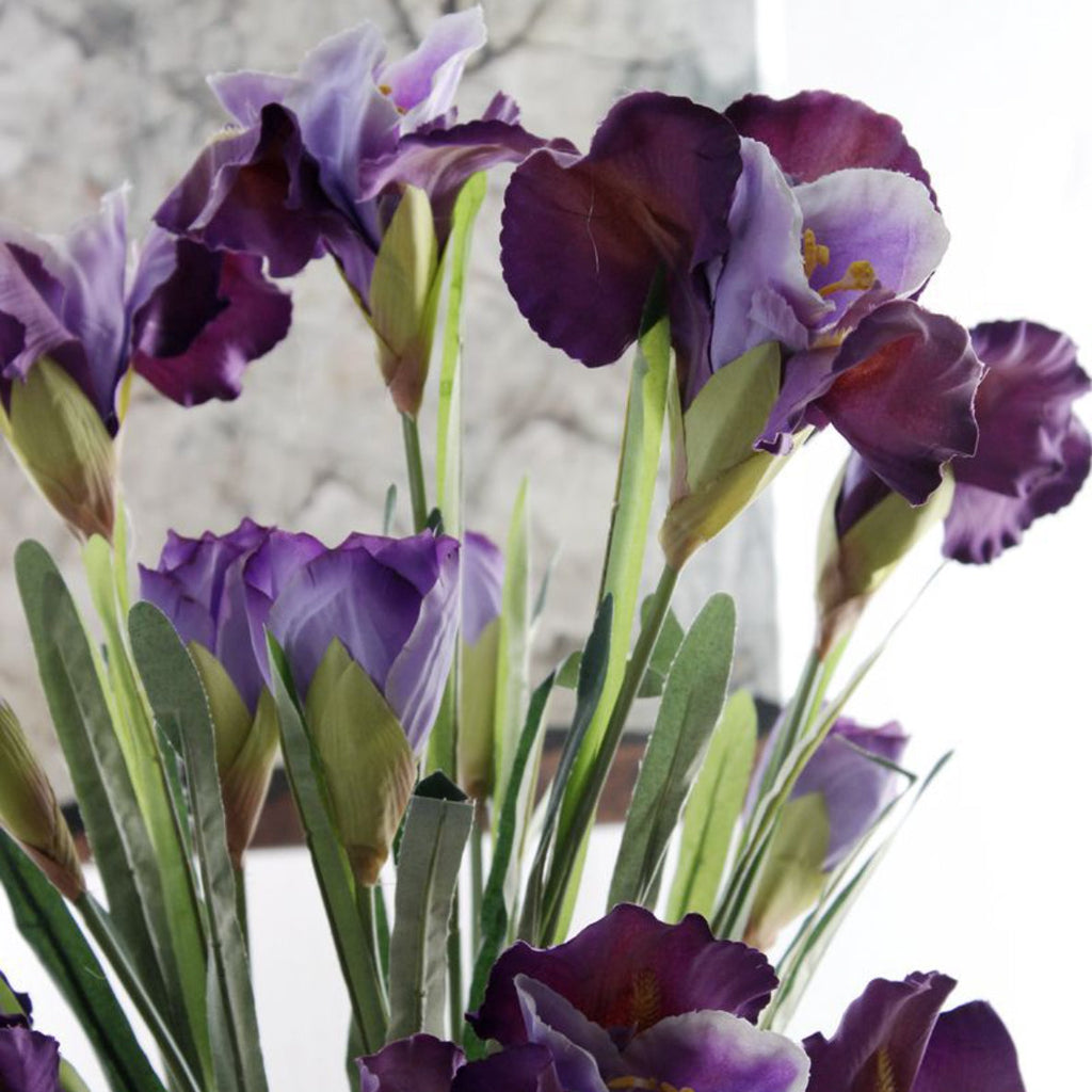 Artificial Iris Flower Dark Purple Set Of 3 Nestasia