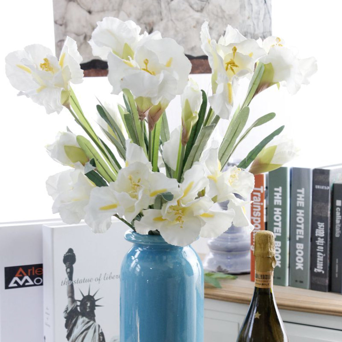 Artificial Iris Flower White Set Of 3 Nestasia