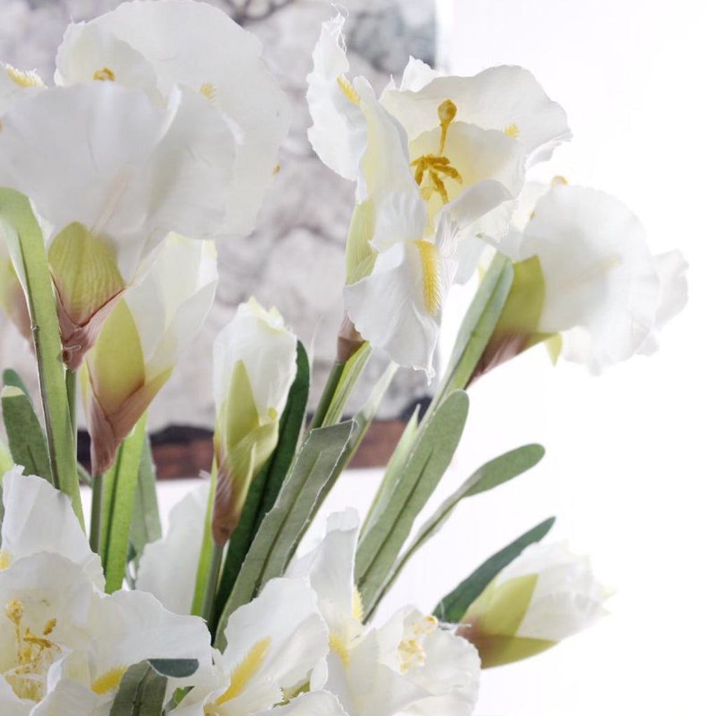 Artificial Iris Flower White Set Of 3 Nestasia