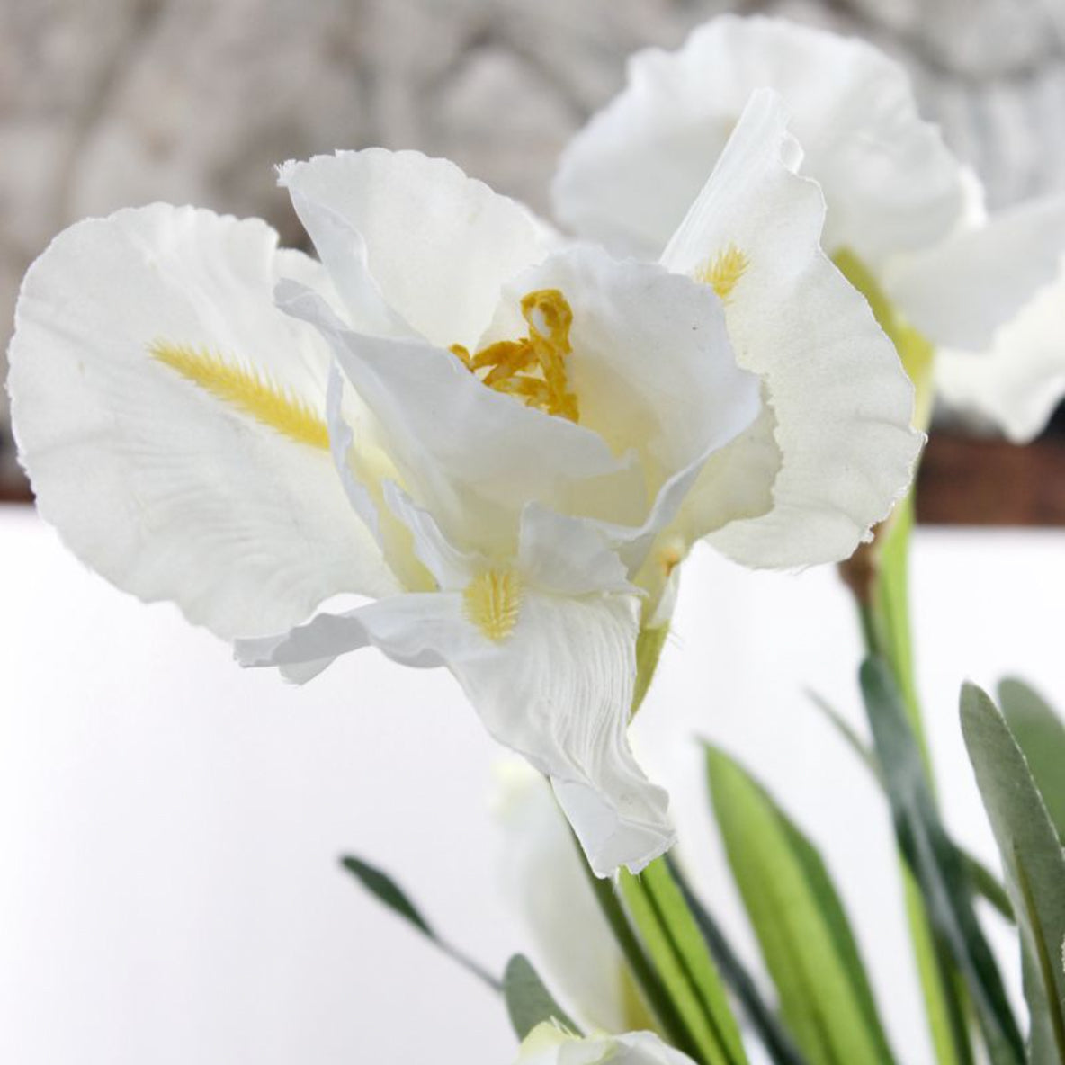 Artificial Iris Flower White Set Of 3 Nestasia