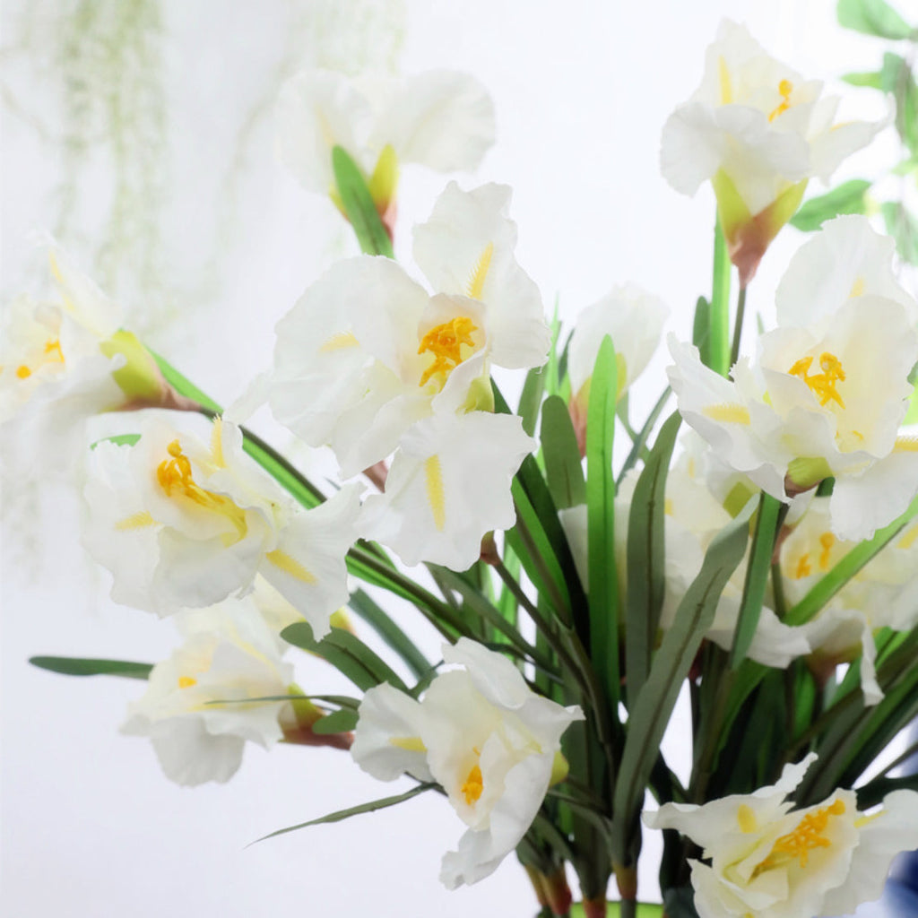 Artificial Iris Flower White Set Of 3 Nestasia