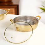Brass Kadhai With See through Glass Lid 2500ml Nestasia