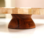 Artisanal Chevron Square Wooden Dessert Riser 26x26cm Nestasia