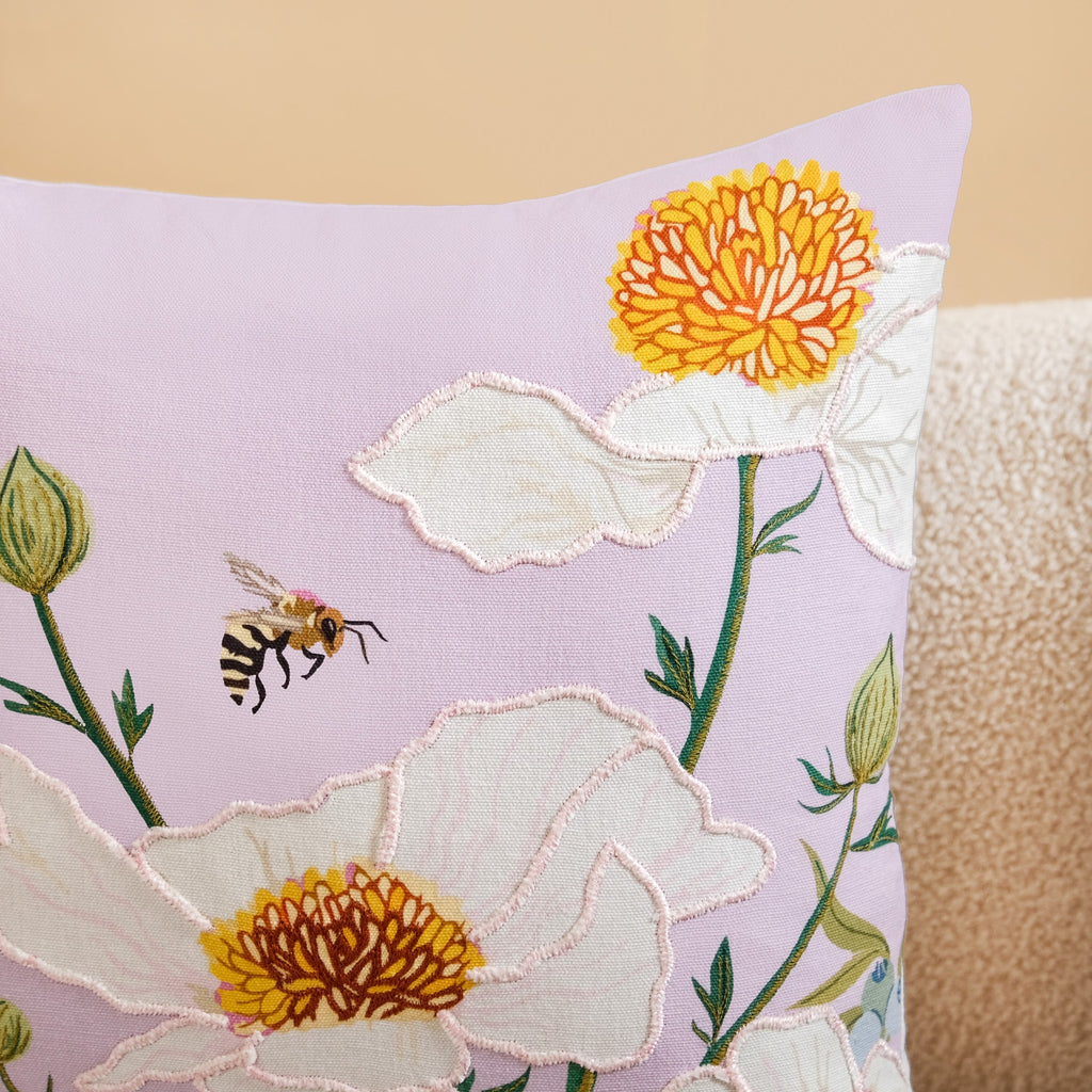 Artisan Floral Embroidered Cotton Cushion Cover 40x40cm Nestasia