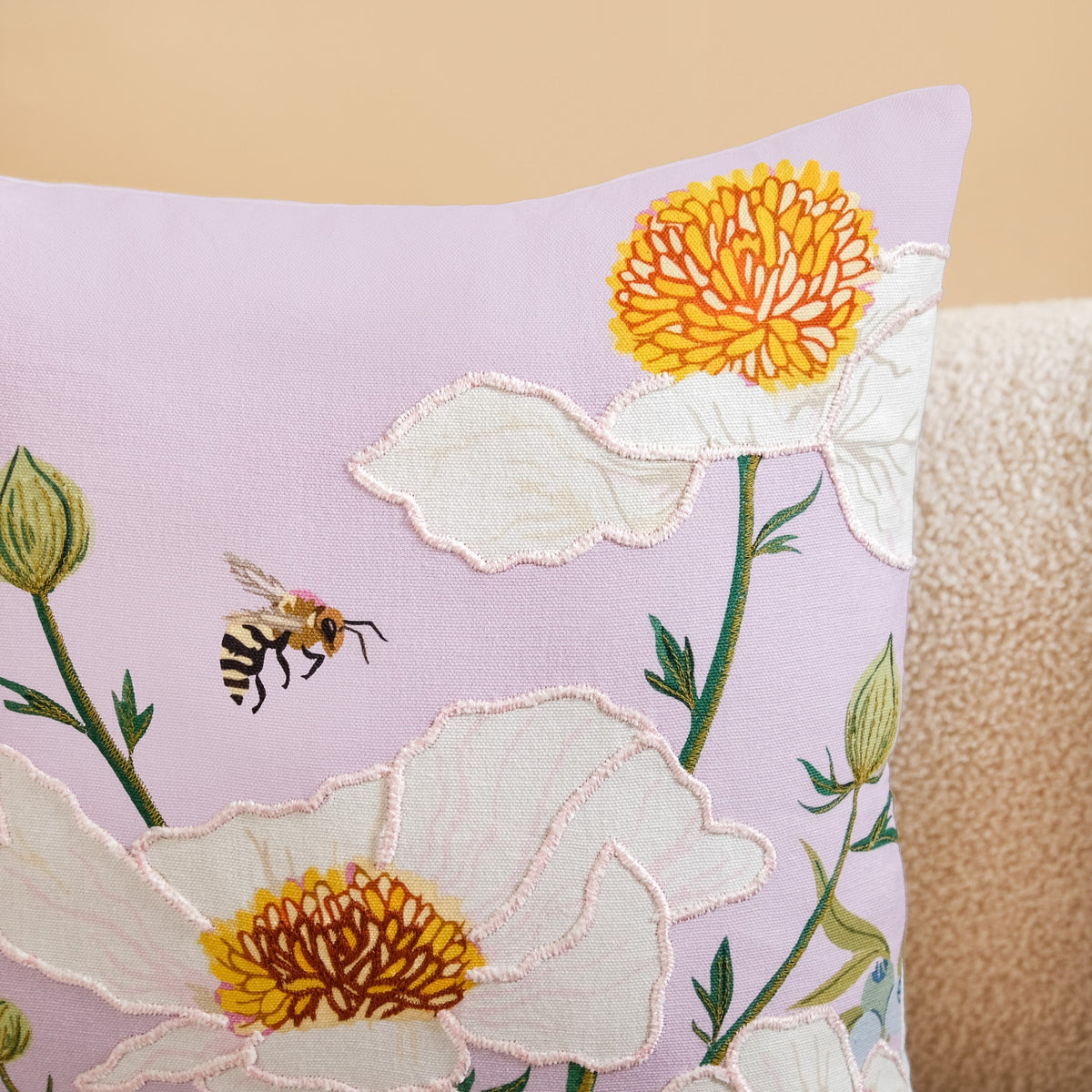 Artisan Floral Embroidered Cotton Cushion Cover 40x40cm Nestasia