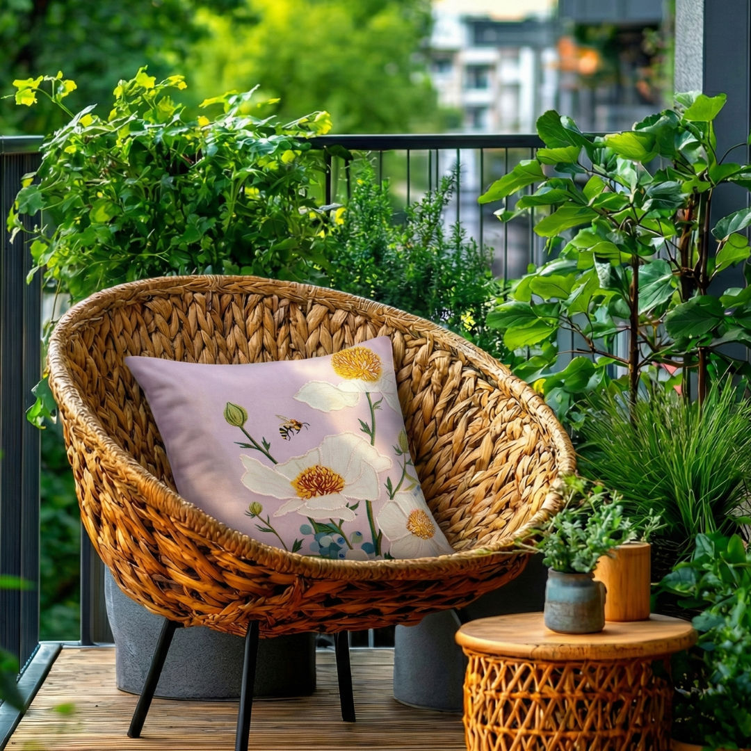 Artisan Floral Embroidered Cotton Cushion Cover 40x40cm Nestasia