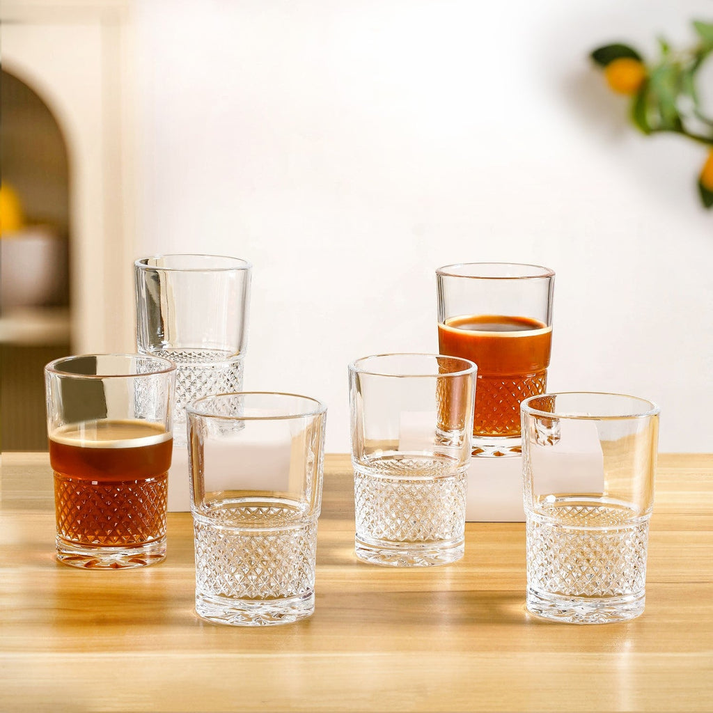 Textured Tea Glass Set Of 6 190ml Nestasia