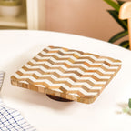 Artisanal Chevron Square Wooden Dessert Riser 26x26cm Nestasia