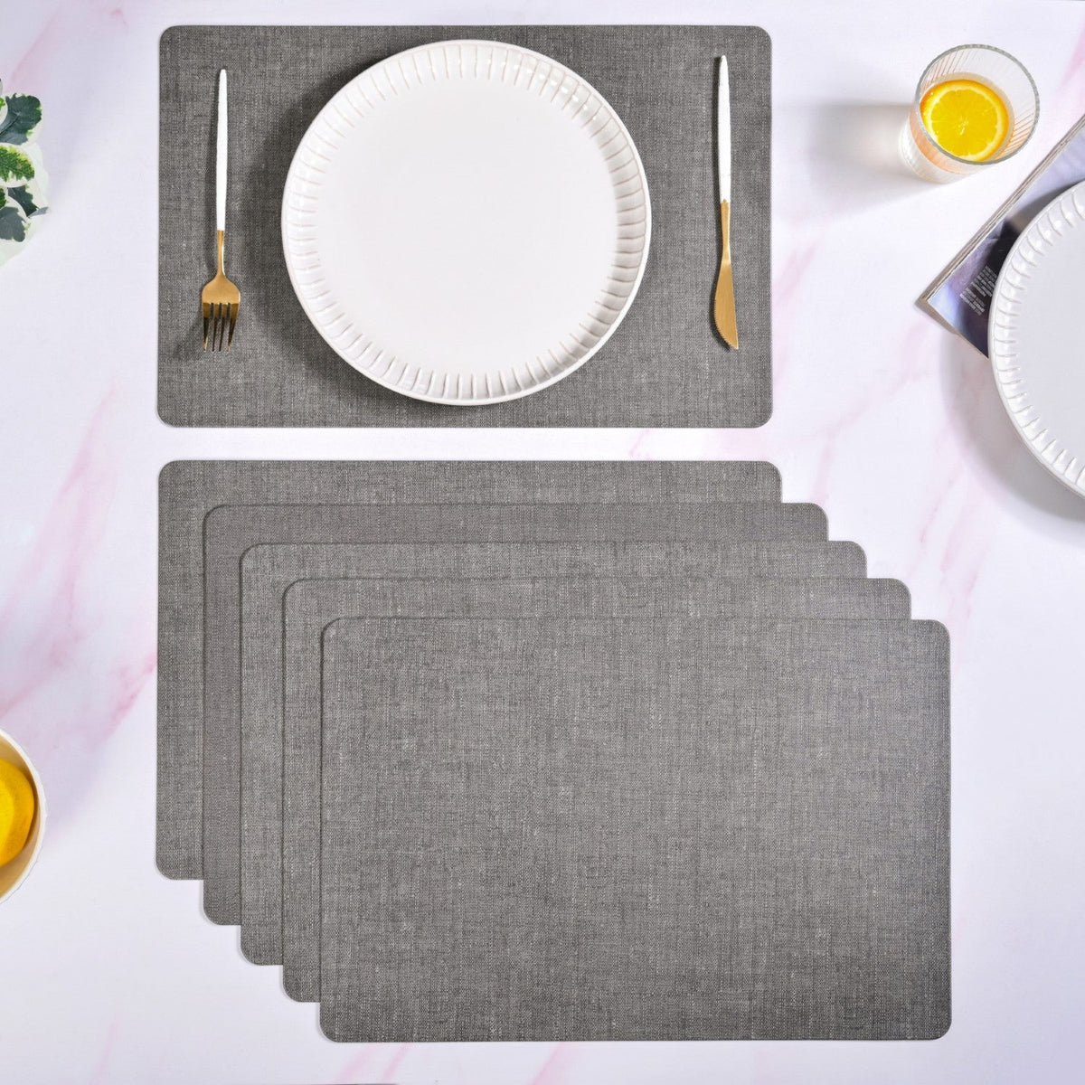 Rectangle Ash Grey Table Mat Set Of 6 Nestasia