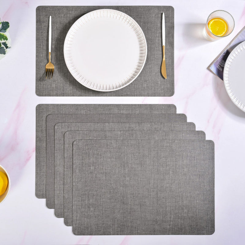 Rectangle Ash Grey Table Mat Set Of 6 Nestasia