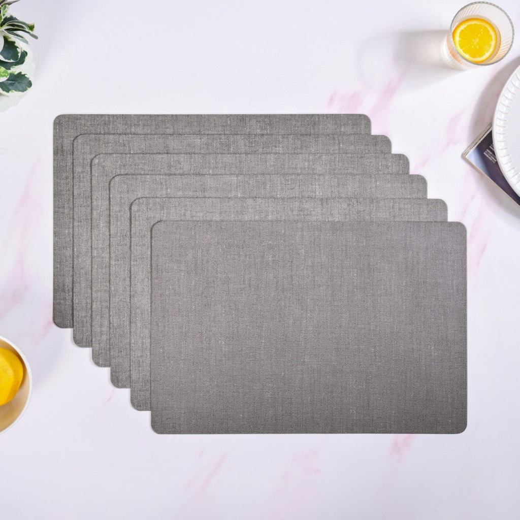 Rectangle Ash Grey Table Mat Set Of 6 Nestasia