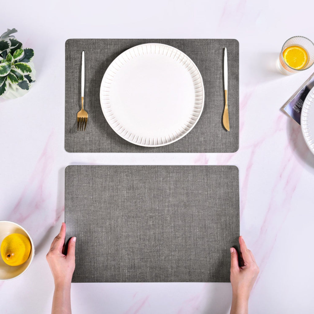 Rectangle Ash Grey Table Mat Set Of 6 Nestasia