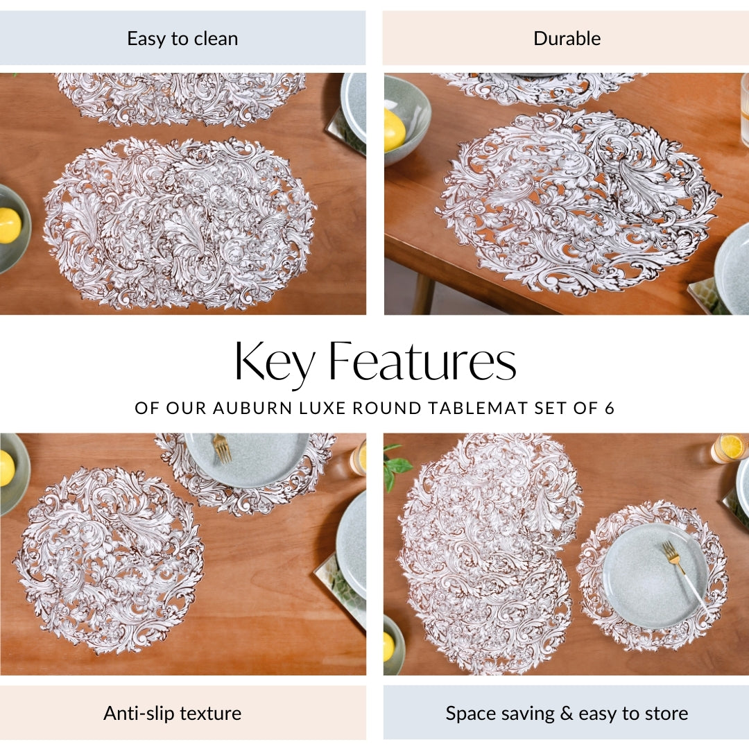 Auburn Luxe Round Tablemat Set Of 6 Nestasia