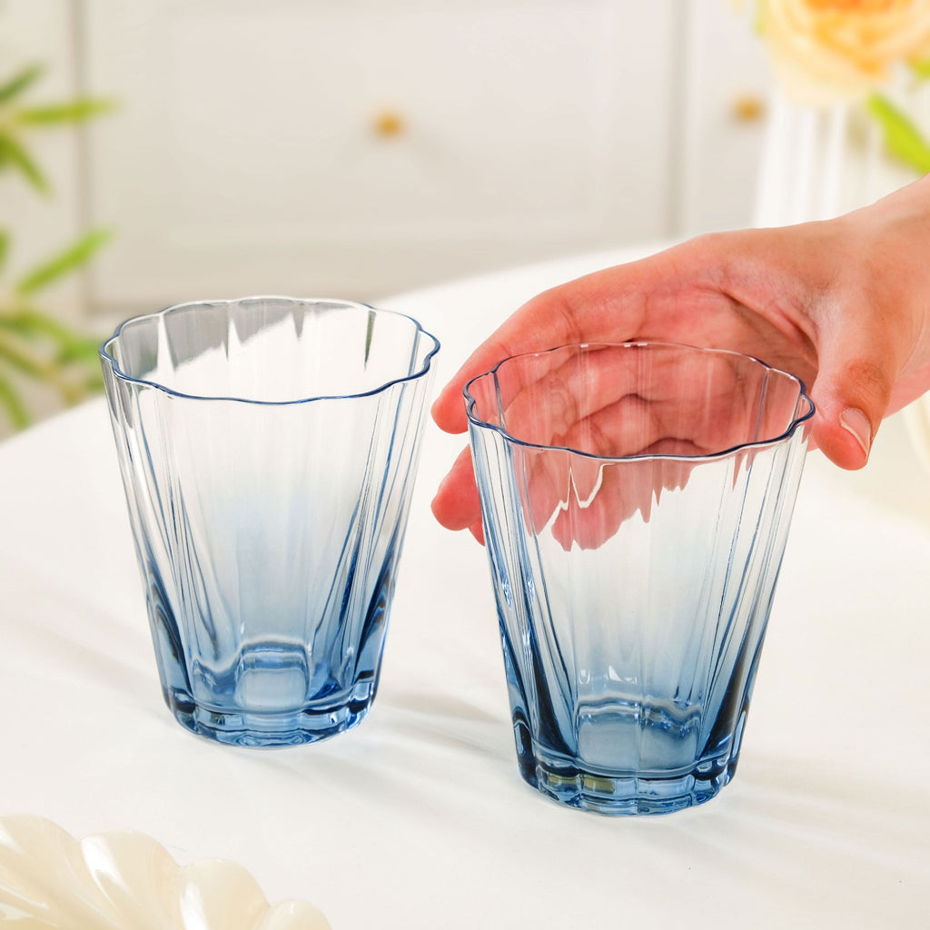 Aurora Ombre Fluted Tumbler Set Of 2 Blue 270ml