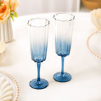 Aurora Ombre Fluted Champagne Glass Set Of 2 Blue 220ml Nestasia