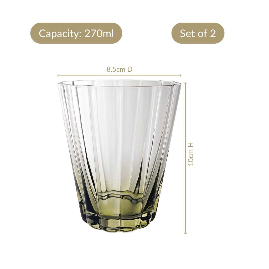 Aurora Ombre Fluted Tumbler Set Of 2 Green 270ml Nestasia
