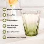 Aurora Ombre Fluted Tumbler Set Of 2 Green 270ml Nestasia