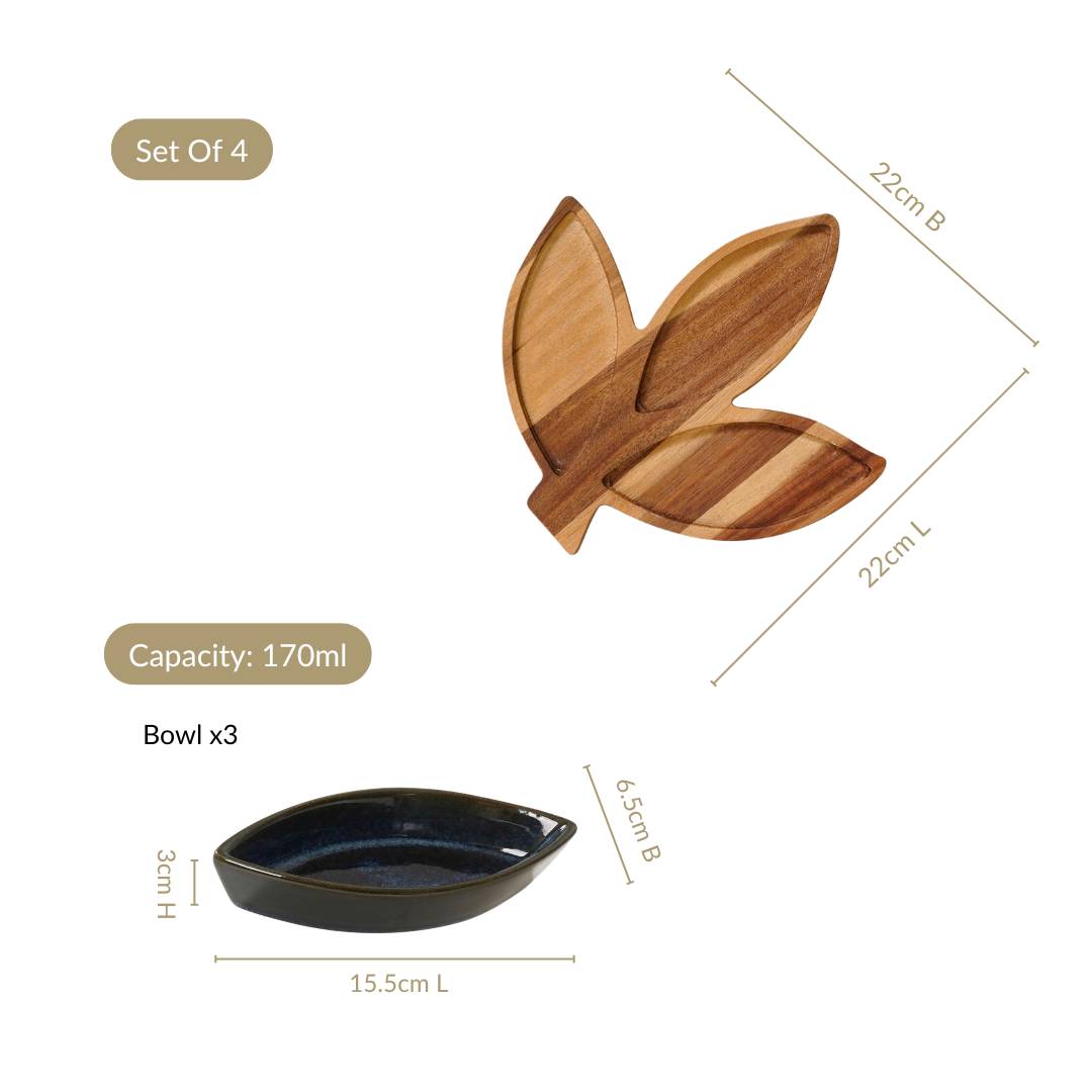 Three Leaf Porcelain Platter Set Nestasia