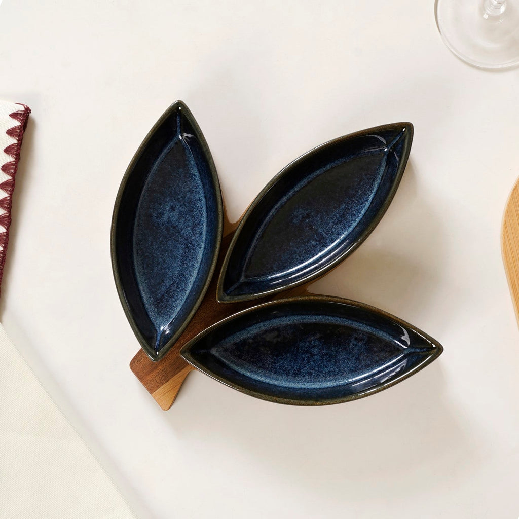 Three Leaf Porcelain Platter Set Nestasia
