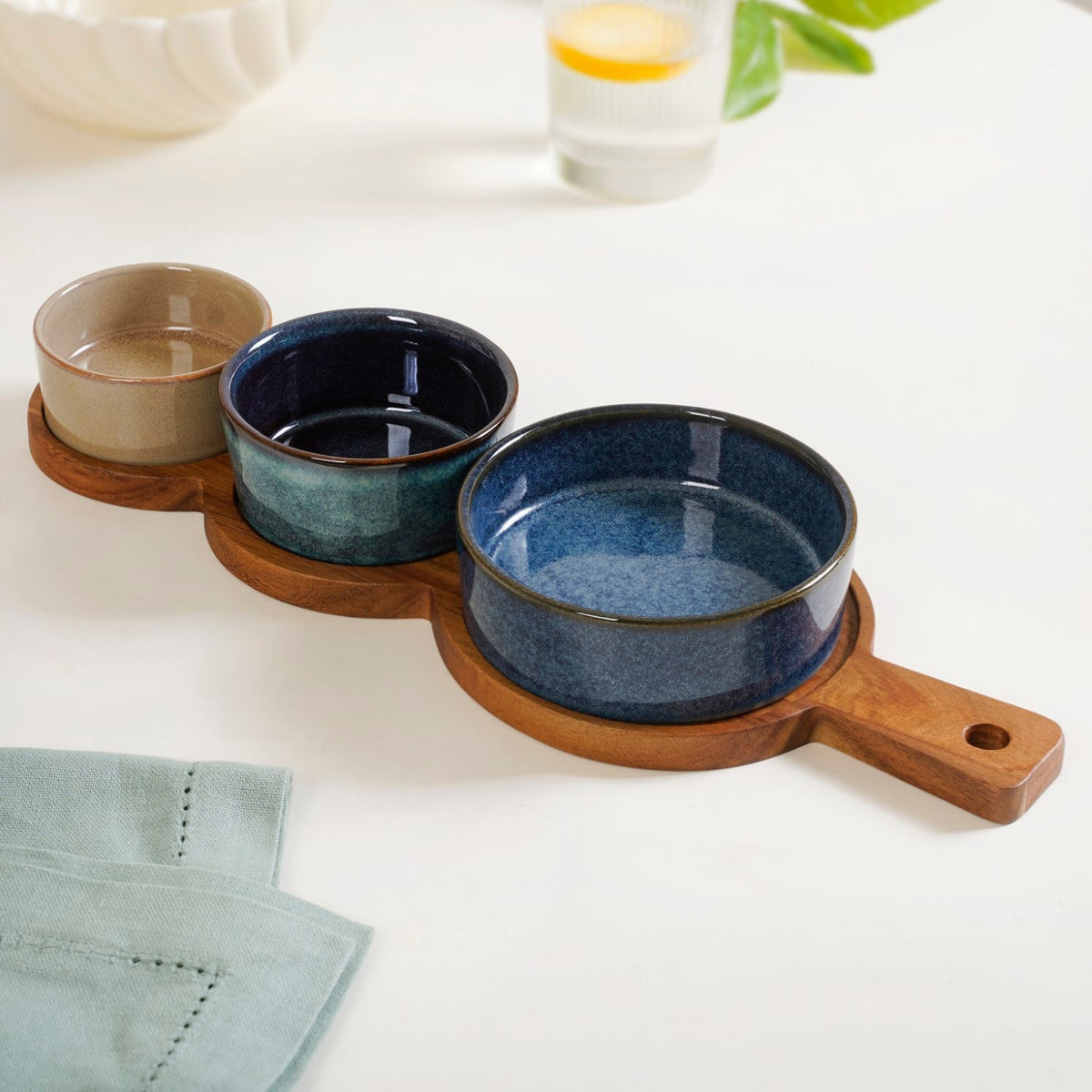Stoneware Trio Serving Platter Set Of 4 Nestasia