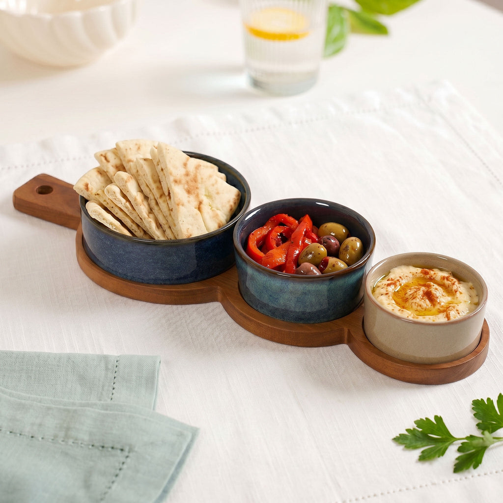 Stoneware Trio Serving Platter Set Of 4 Nestasia