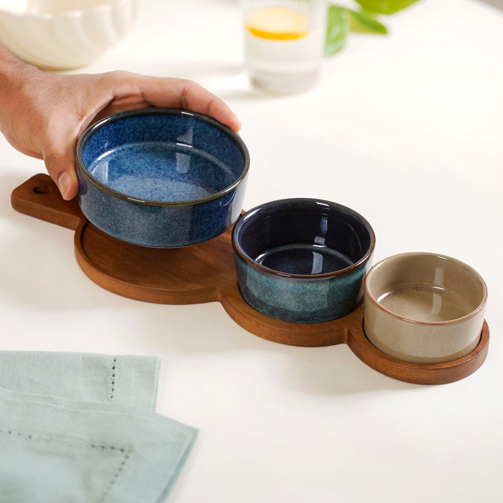Stoneware Trio Serving Platter Set Of 4 Nestasia