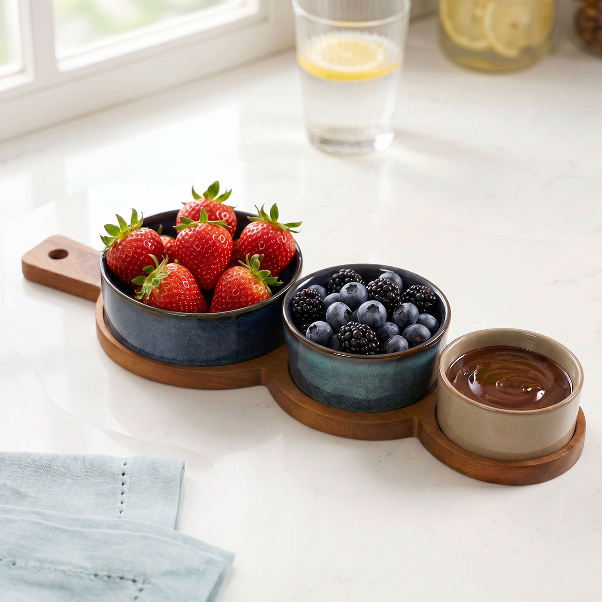 Stoneware Trio Serving Platter Set Of 4 Nestasia