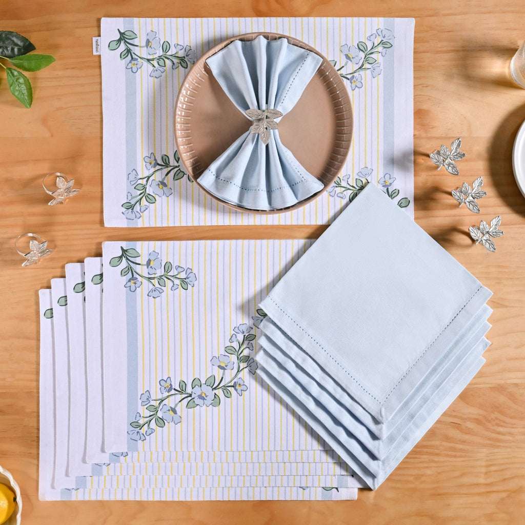 Azzurro Table Linen Hamper With Set Of 6 Rings Napkins And Mats Nestasia