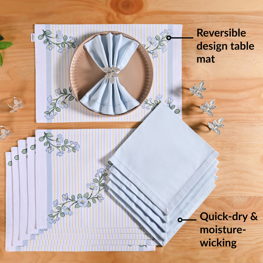 Azzurro Table Linen Hamper With Set Of 6 Rings Napkins And Mats Nestasia