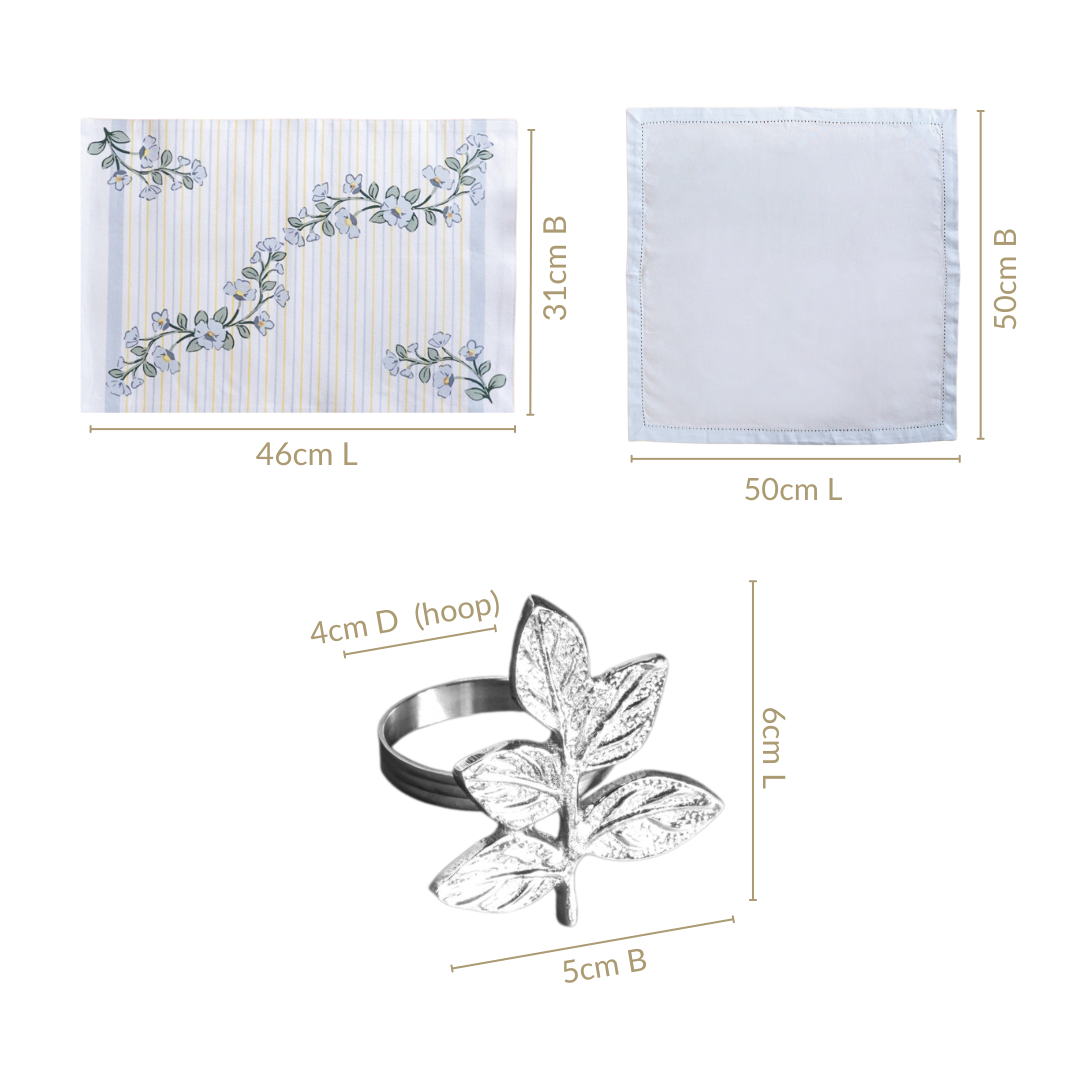Azzurro Table Linen Hamper With Set Of 6 Rings Napkins And Mats Nestasia